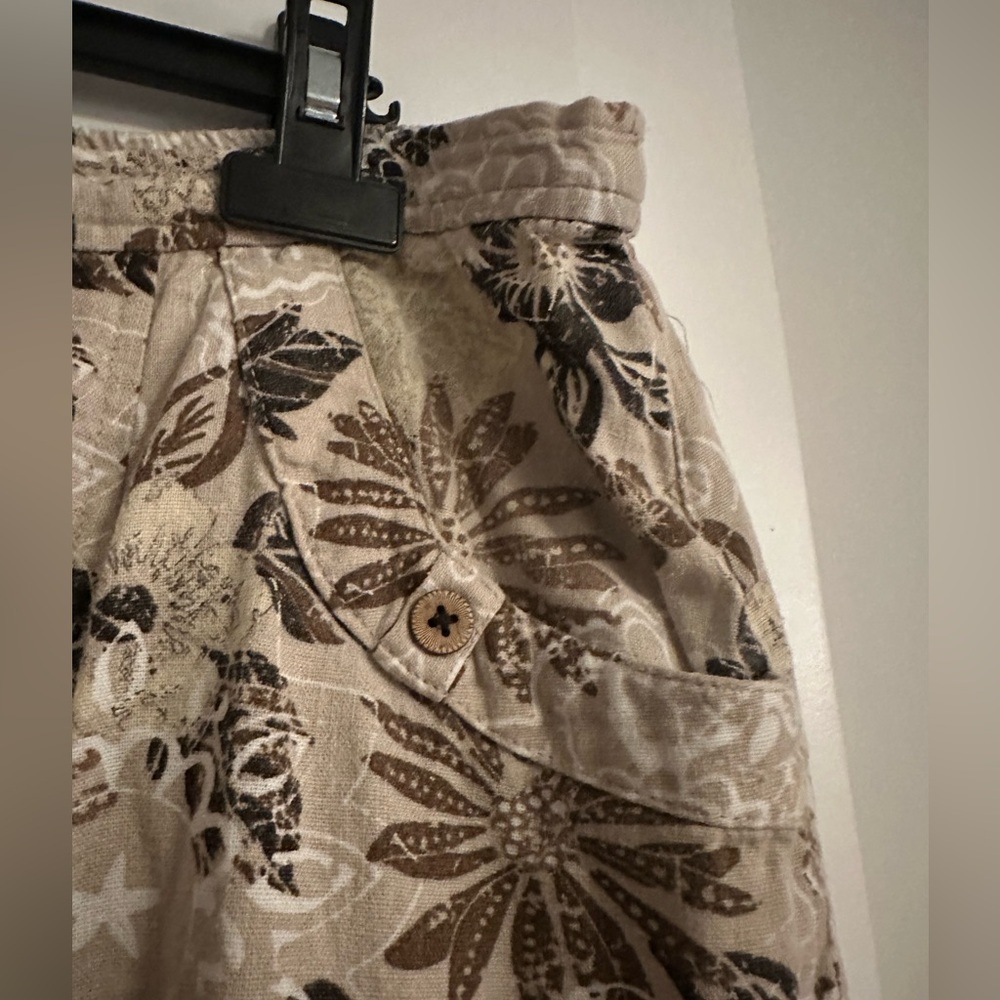 CJ Banks linen midi skirt size 1X brown floral - Picture 4 of 6